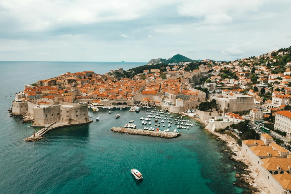 Beautiful Dubrovnik bay and old City walls